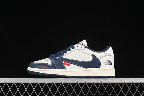 All categories Air Jordan Jordan series basketball shoes Air Jordan 1 Low high-end customized low-top sneakers Travis Scott x Fragment Design x Air Jordan 1 Low OG SP AJ1 Joe 1 tripartite joint milk white dark blue low-top cultural casual sneakers XZ5749-009